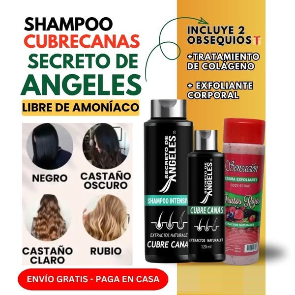 Original Shampoo Cubre Canas Secreto de Ángeles➕Colageno y Exfoliante GRATIS🎁